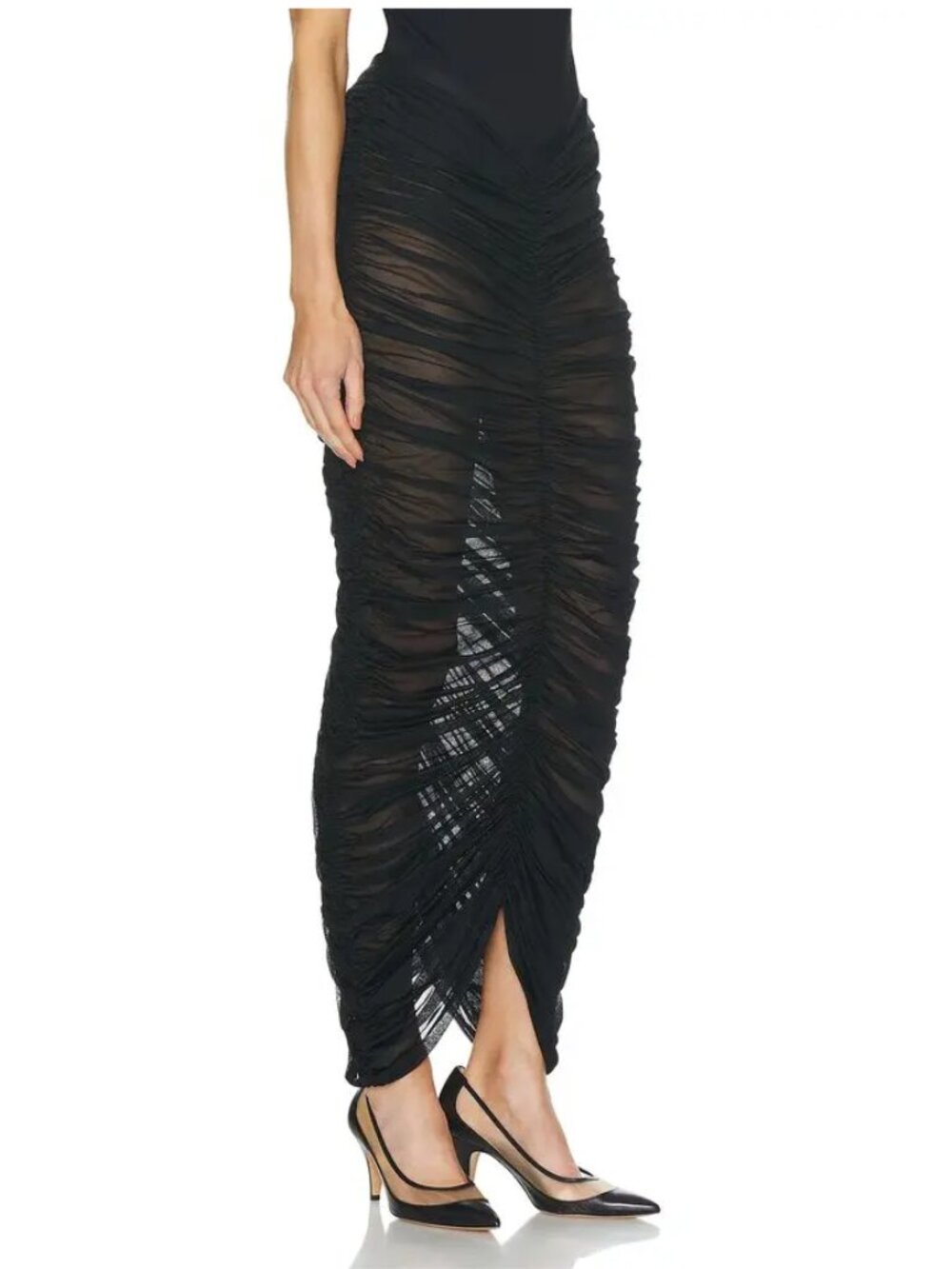 KHAITE Laure Ruched Silk Skirt - Picture 2 of 14